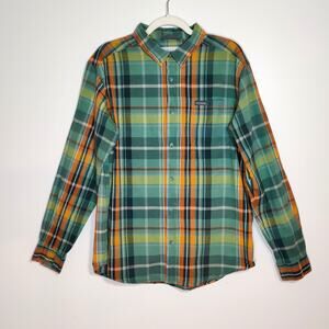 Columbia Green Plaid Cotton Long Sleeve Shirt Size L Outdoor Gorpcore Mens